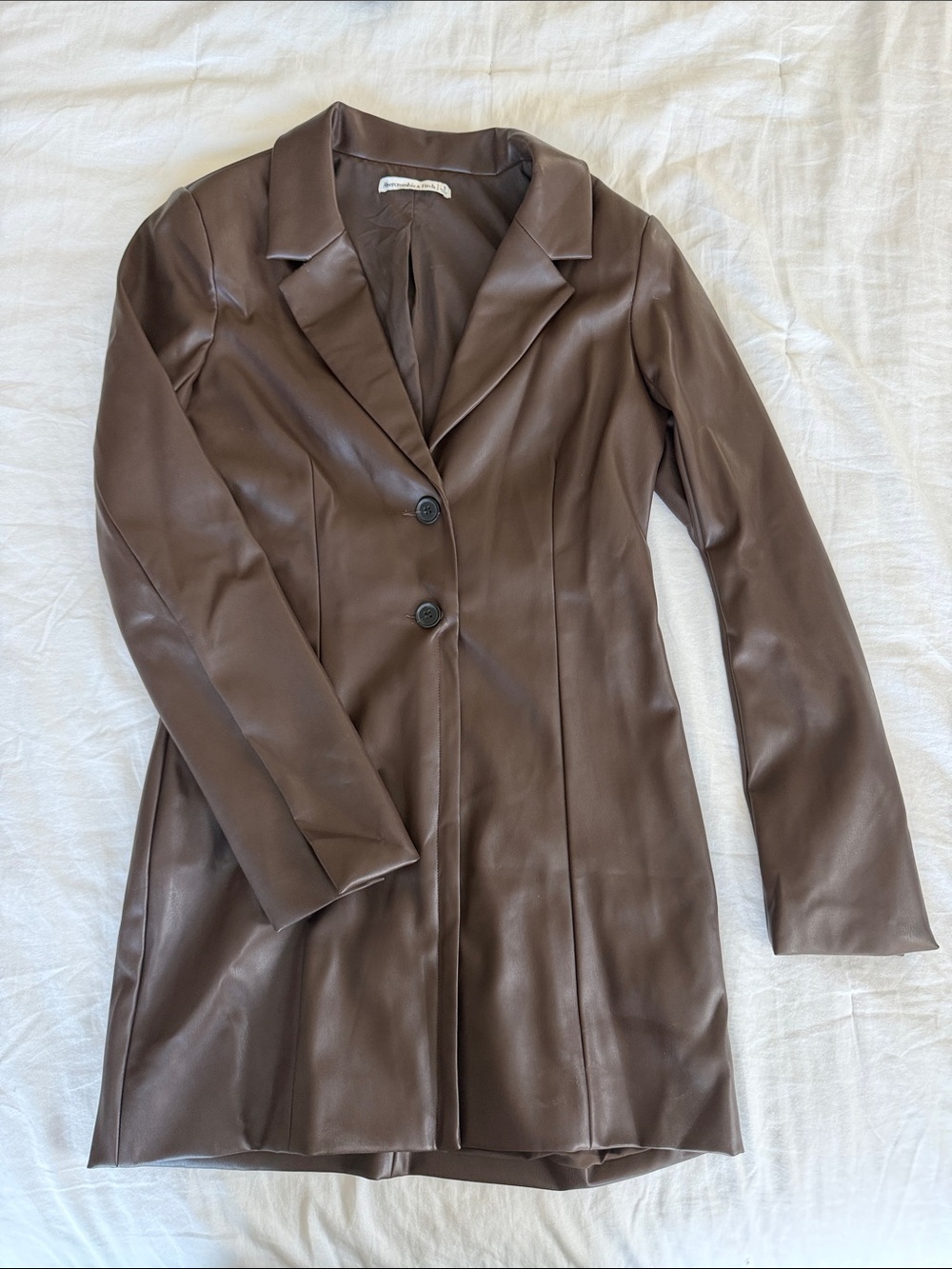 Women’s Brown Faux Leather Blazer Dress
